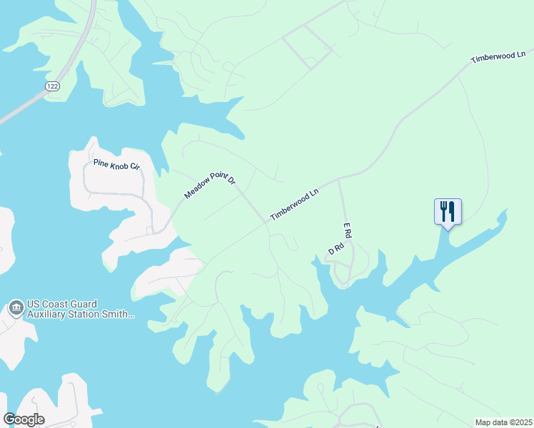 map of restaurants, bars, coffee shops, grocery stores, and more near 2651 Timberwood Lane in Moneta