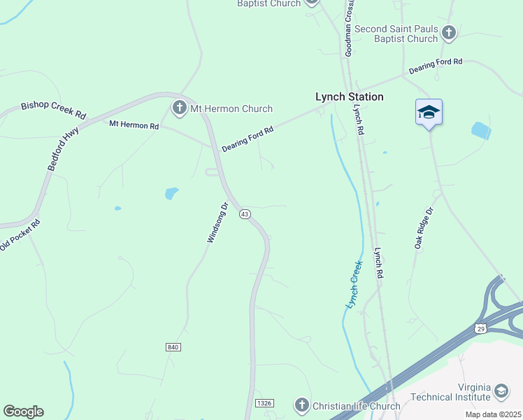 map of restaurants, bars, coffee shops, grocery stores, and more near Lynch Mill Road in Lynch Station