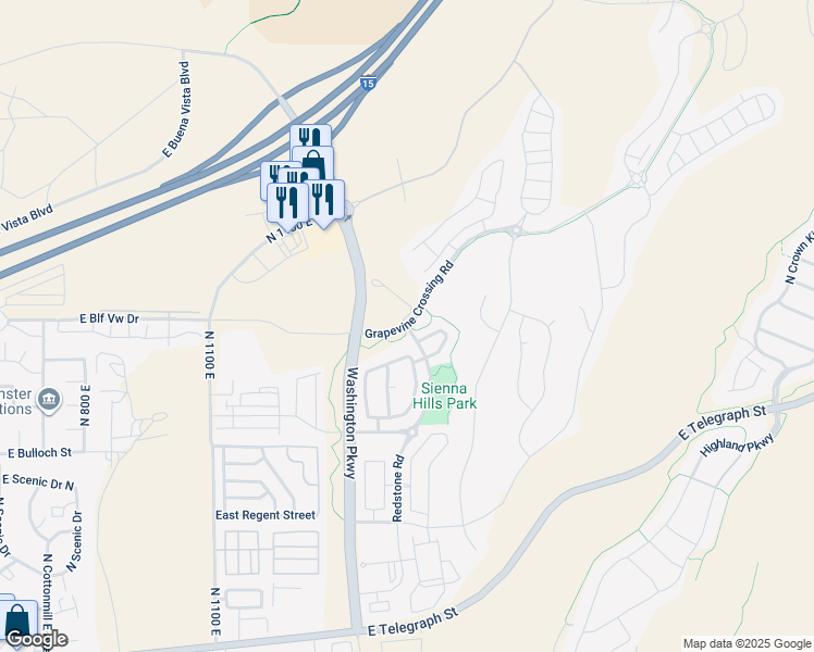 map of restaurants, bars, coffee shops, grocery stores, and more near 650 Red Stone Road in Washington