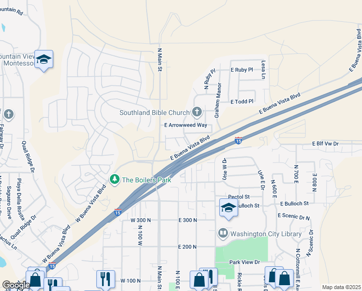 map of restaurants, bars, coffee shops, grocery stores, and more near 700 North Main Street in Washington