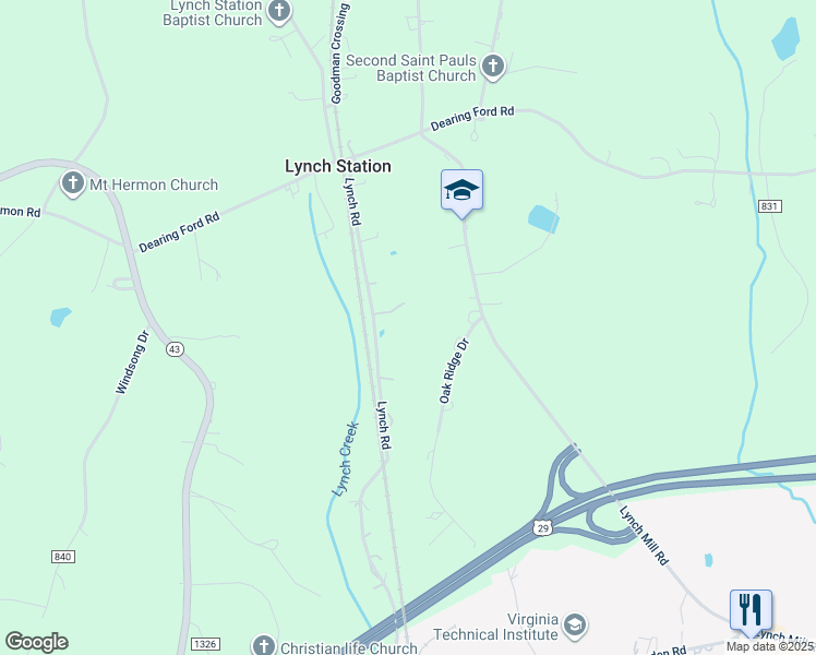 map of restaurants, bars, coffee shops, grocery stores, and more near 440 Lynch Road in Altavista