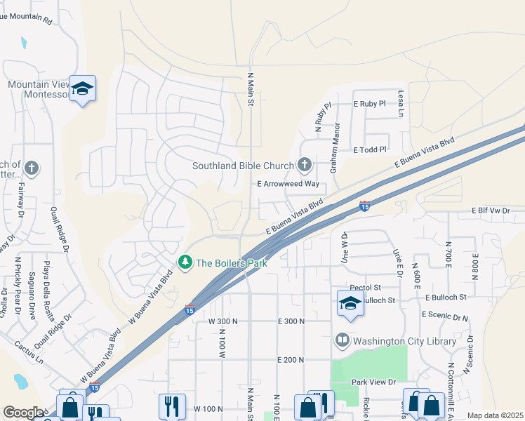 map of restaurants, bars, coffee shops, grocery stores, and more near 700 North Main Street in Washington