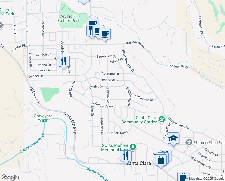 map of restaurants, bars, coffee shops, grocery stores, and more near 1957 Chalet Circle in Santa Clara