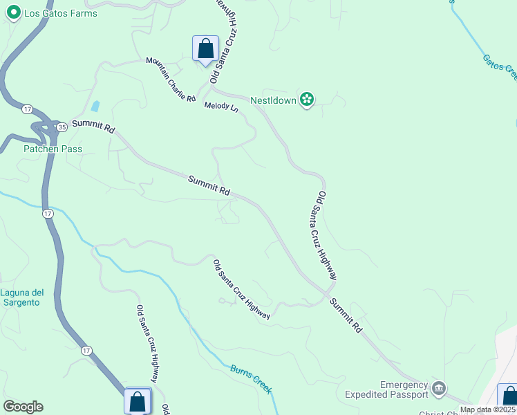 map of restaurants, bars, coffee shops, grocery stores, and more near Summit Road in Los Gatos