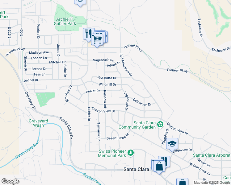map of restaurants, bars, coffee shops, grocery stores, and more near 3451 Chalet Drive in Santa Clara