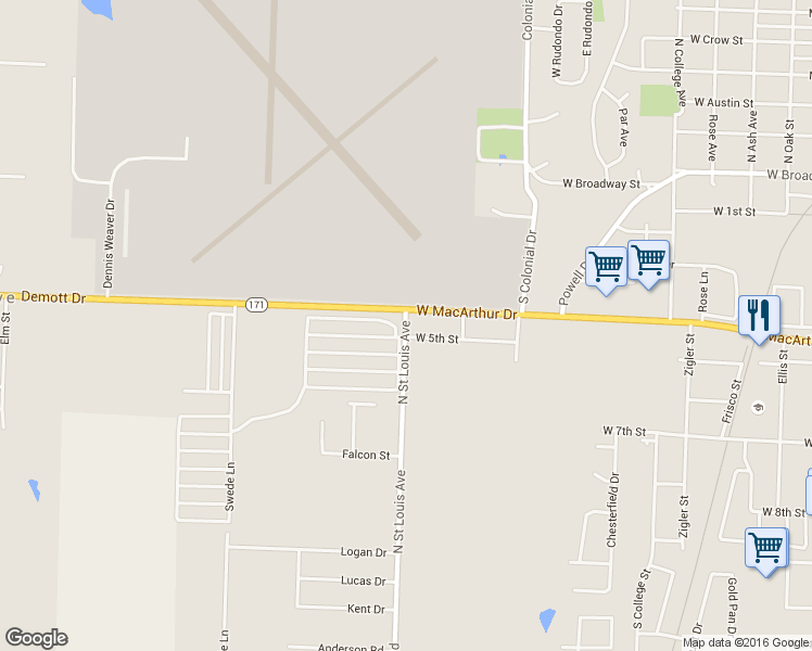map of restaurants, bars, coffee shops, grocery stores, and more near 1633 Prairie Flower Road in Webb City