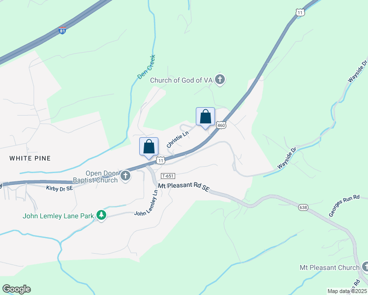 map of restaurants, bars, coffee shops, grocery stores, and more near 4320 Roanoke St in Christiansburg