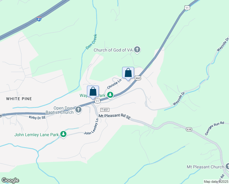 map of restaurants, bars, coffee shops, grocery stores, and more near 4320 Roanoke St in Christiansburg
