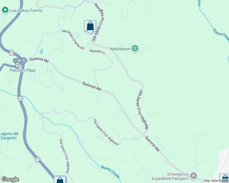 map of restaurants, bars, coffee shops, grocery stores, and more near 22575 Summit Road in Los Gatos
