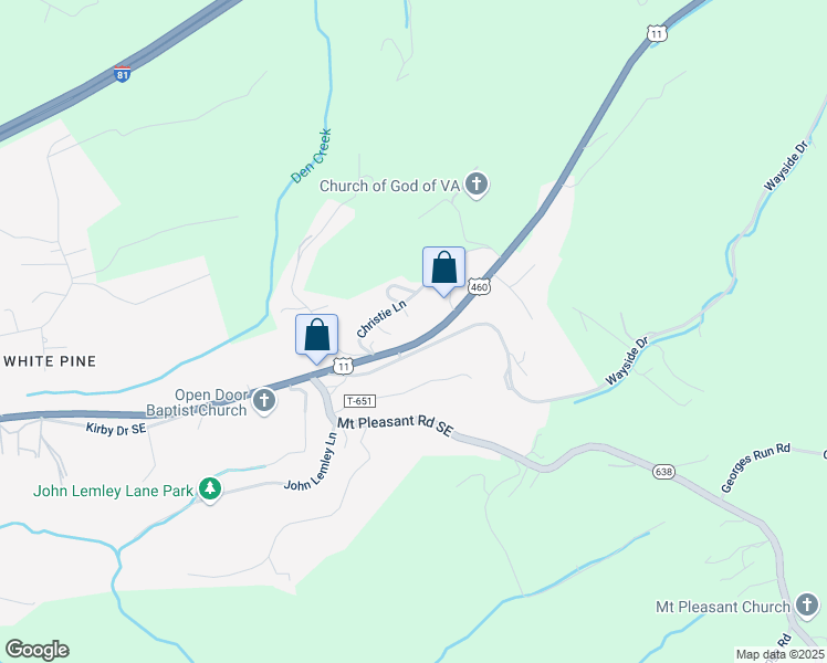 map of restaurants, bars, coffee shops, grocery stores, and more near 4320 Roanoke Street in Christiansburg