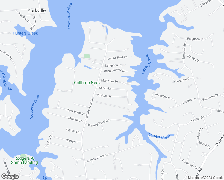 map of restaurants, bars, coffee shops, grocery stores, and more near 1412 Calthrop Neck Road in Yorktown