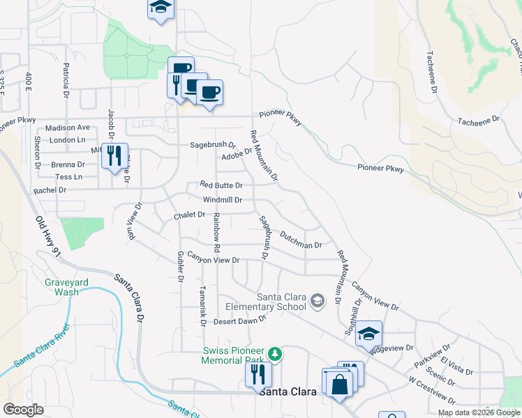 map of restaurants, bars, coffee shops, grocery stores, and more near 1974 Sagebrush Drive in Santa Clara