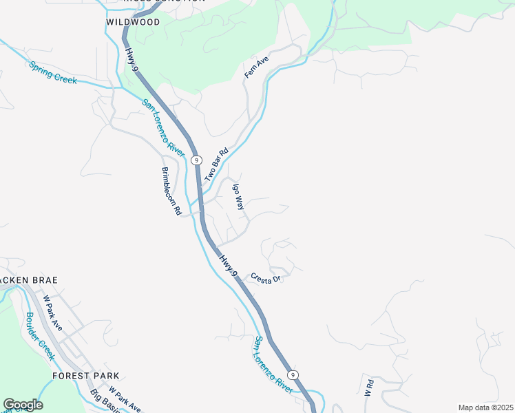 map of restaurants, bars, coffee shops, grocery stores, and more near 301 Brook Drive in Boulder Creek