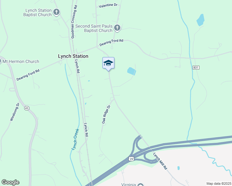 map of restaurants, bars, coffee shops, grocery stores, and more near 1212 Lynch Mill Road in Altavista