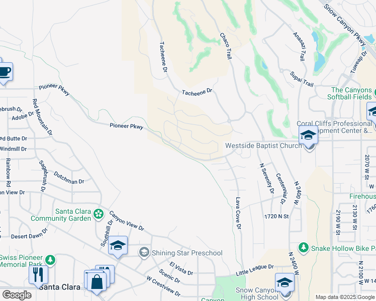 map of restaurants, bars, coffee shops, grocery stores, and more near 2755 West Lava Hills Road in Santa Clara