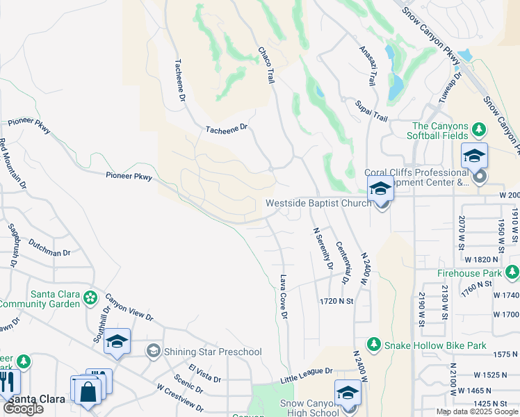 map of restaurants, bars, coffee shops, grocery stores, and more near 2612 West Lava Valley Way in Santa Clara
