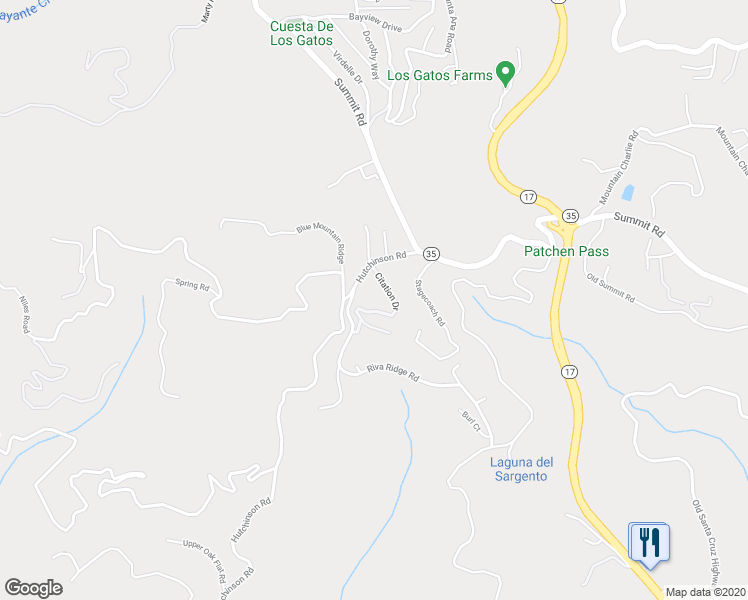 map of restaurants, bars, coffee shops, grocery stores, and more near 22437 Citation Drive in Los Gatos