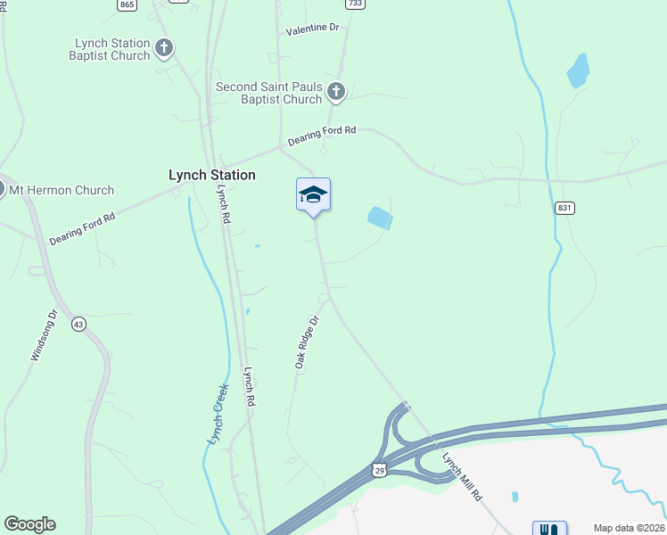 map of restaurants, bars, coffee shops, grocery stores, and more near 52-234 Cedar Creek Run in Altavista