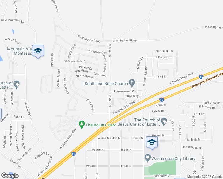 map of restaurants, bars, coffee shops, grocery stores, and more near 17 East Arrowweed Way in Washington