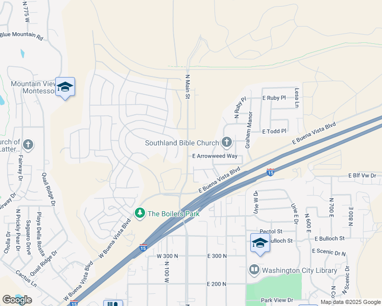 map of restaurants, bars, coffee shops, grocery stores, and more near 17 East Arrowweed Way in Washington