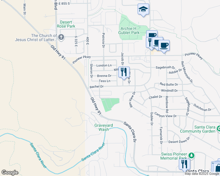 map of restaurants, bars, coffee shops, grocery stores, and more near 3859 Rachel Drive in Santa Clara