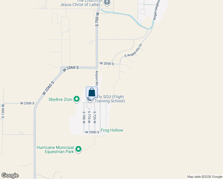 map of restaurants, bars, coffee shops, grocery stores, and more near 2175 South 700 West in Hurricane