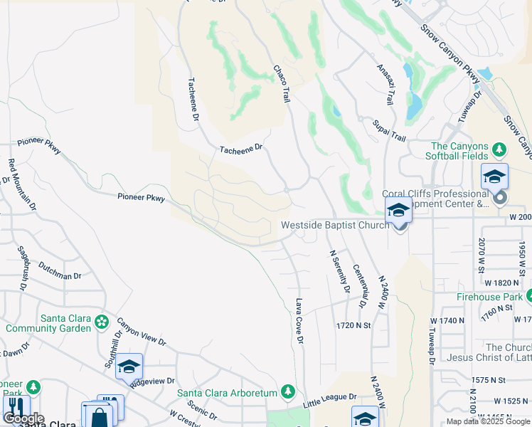 map of restaurants, bars, coffee shops, grocery stores, and more near 2624 West Lava Valley Way in Santa Clara