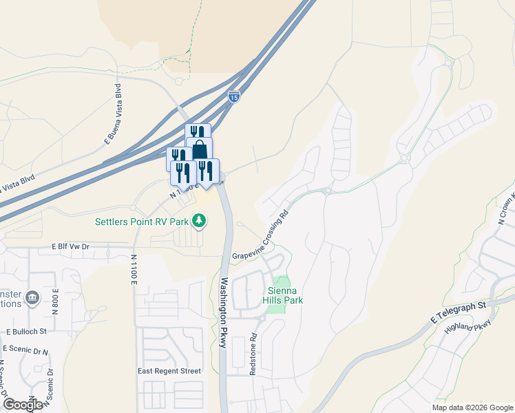 map of restaurants, bars, coffee shops, grocery stores, and more near 870 Catalpa Drive in Washington
