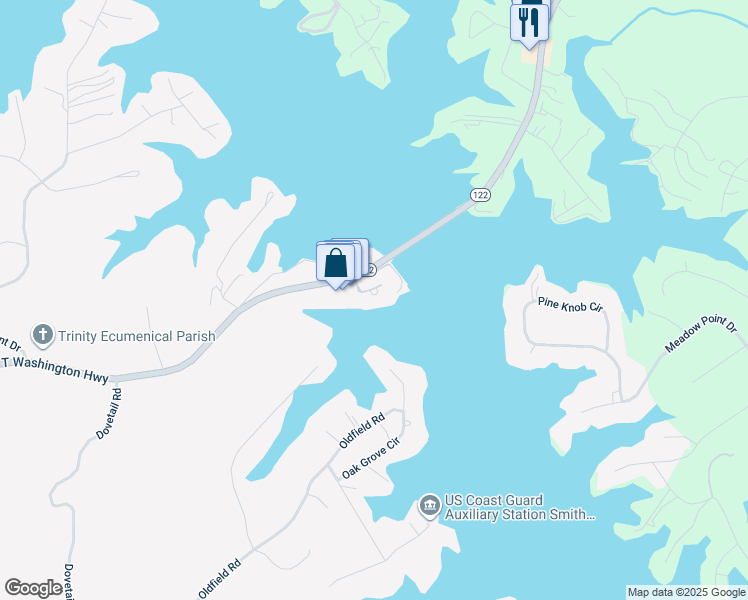 map of restaurants, bars, coffee shops, grocery stores, and more near 100 Bridgewater Pointe Place in Moneta