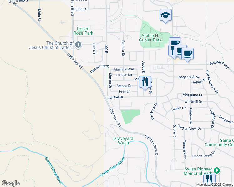 map of restaurants, bars, coffee shops, grocery stores, and more near 3944 Rachel Drive in Santa Clara