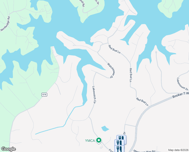 map of restaurants, bars, coffee shops, grocery stores, and more near Lakewatch Circle in Moneta