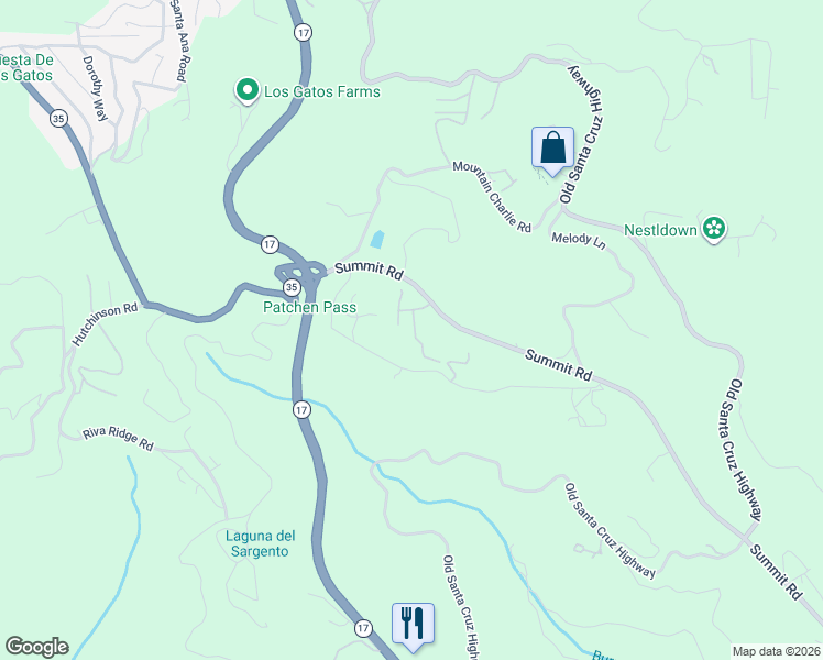 map of restaurants, bars, coffee shops, grocery stores, and more near 22470 Summit Road in Los Gatos