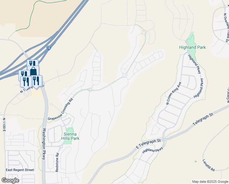 map of restaurants, bars, coffee shops, grocery stores, and more near 902 North Sandy Talus Drive in Washington