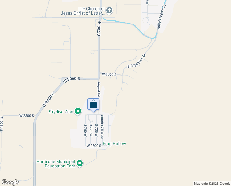 map of restaurants, bars, coffee shops, grocery stores, and more near 2192 South Angell Heights Drive in Hurricane