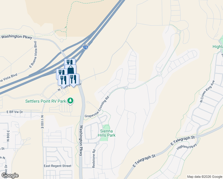 map of restaurants, bars, coffee shops, grocery stores, and more near 918 North Ocotillo Drive in Washington