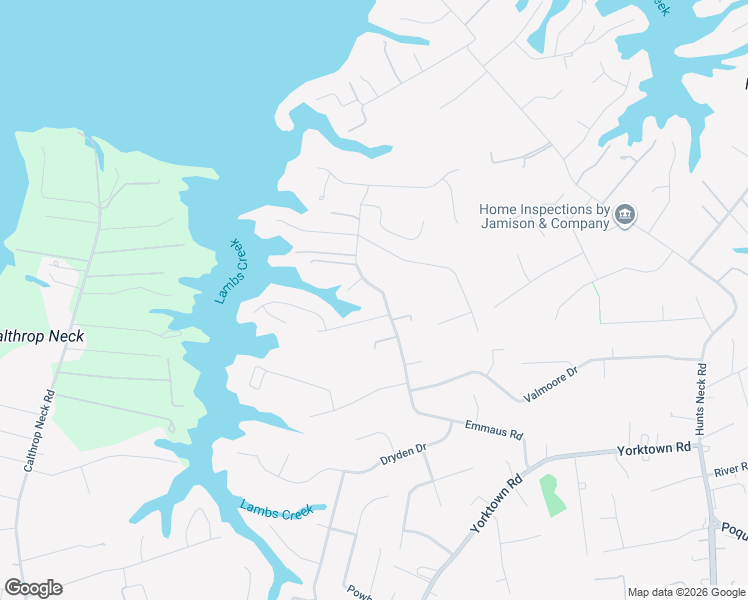 map of restaurants, bars, coffee shops, grocery stores, and more near 144 Emmaus Road in Poquoson