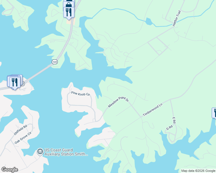 map of restaurants, bars, coffee shops, grocery stores, and more near 125 Oak Hollow Road in Moneta