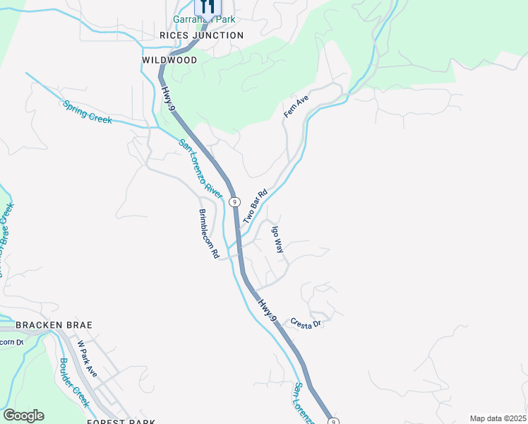 map of restaurants, bars, coffee shops, grocery stores, and more near 255 Brookside Drive in Boulder Creek