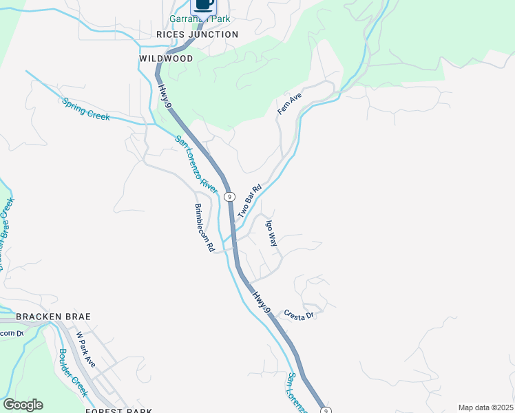 map of restaurants, bars, coffee shops, grocery stores, and more near 255 Brookside Drive in Boulder Creek