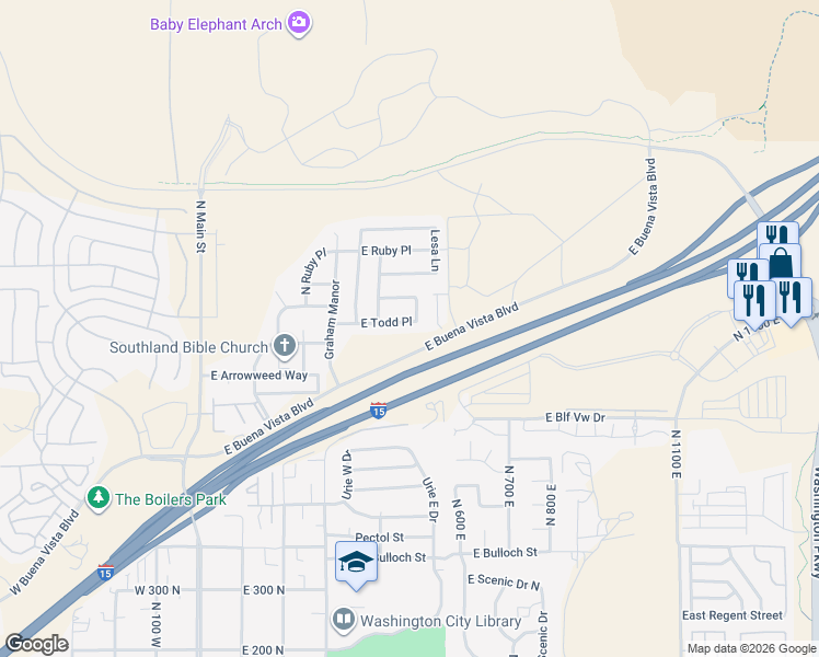 map of restaurants, bars, coffee shops, grocery stores, and more near 477 East Todd Place in Washington