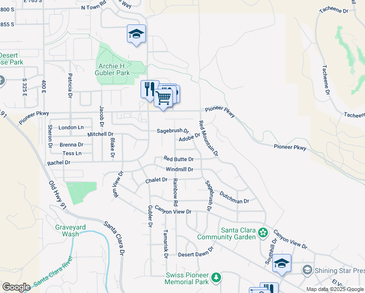 map of restaurants, bars, coffee shops, grocery stores, and more near 3464 Serenity Lane in Santa Clara