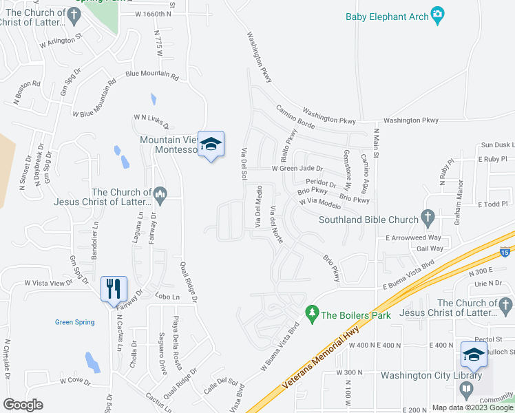 map of restaurants, bars, coffee shops, grocery stores, and more near Via Del Medio in Washington