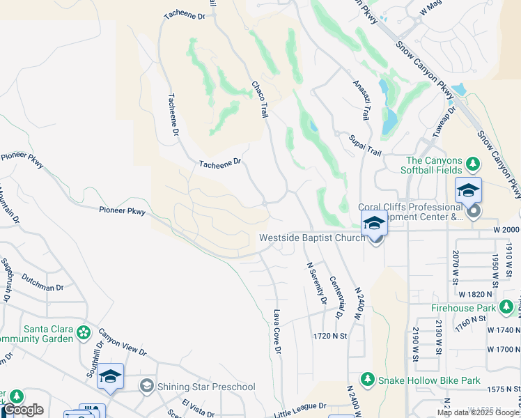 map of restaurants, bars, coffee shops, grocery stores, and more near 1450 North Dixie Downs Road in St. George