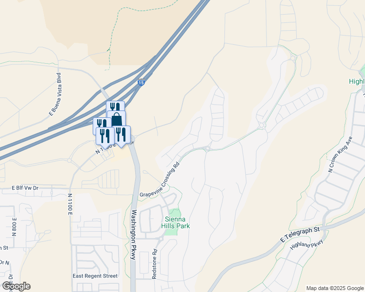 map of restaurants, bars, coffee shops, grocery stores, and more near 933 North Ocotillo Drive in Washington