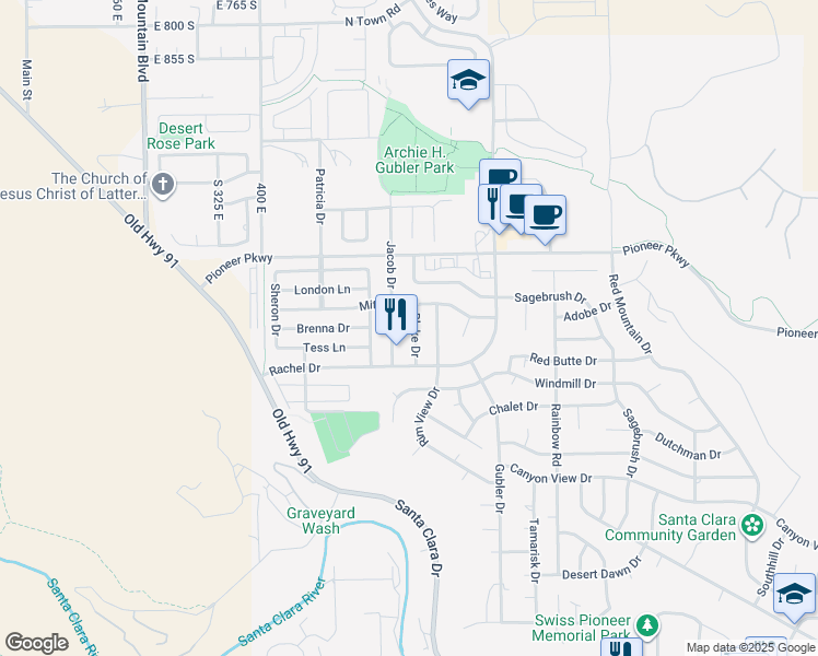 map of restaurants, bars, coffee shops, grocery stores, and more near 2115 Blake Drive in Santa Clara