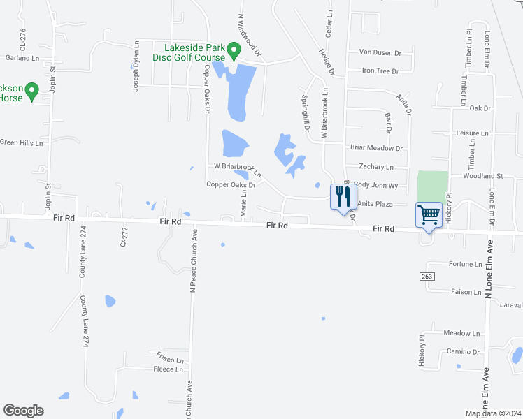 map of restaurants, bars, coffee shops, grocery stores, and more near 1012 South Gate Circle in Carl Junction