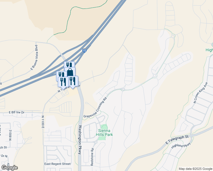 map of restaurants, bars, coffee shops, grocery stores, and more near 970 Catalpa Drive in Washington