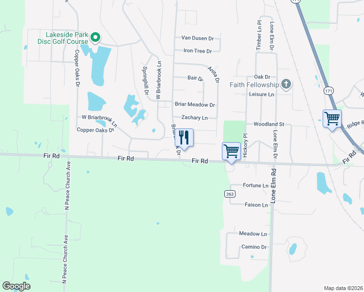 map of restaurants, bars, coffee shops, grocery stores, and more near 1000-1298 Briarbrook Dr in Carl Junction