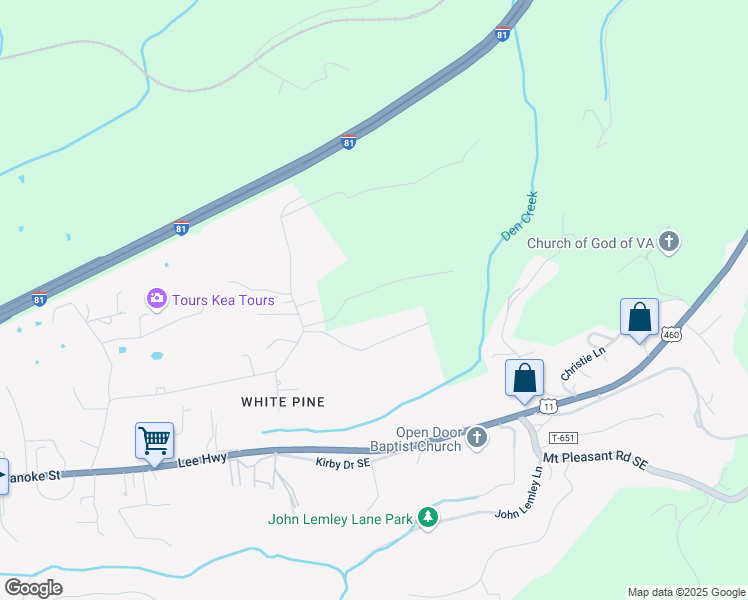 map of restaurants, bars, coffee shops, grocery stores, and more near 1665-1695 Blake Drive in Christiansburg