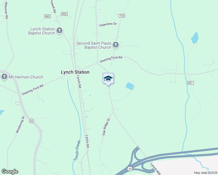 map of restaurants, bars, coffee shops, grocery stores, and more near 1003 Lynch Mill Road in Altavista